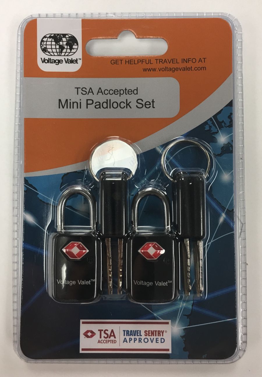 Voltage Valet - TSA Accepted Mini-Pad Lock Set (TSA21011-BK)